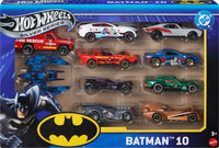 Thumbnail for Hot Wheels Toy Cars, Batman-Themed 10-Pack, Set of 10 Die-Cast Vehicles Including a Batmobile & a Batplane in 1:64 Scale (Styles May Vary)