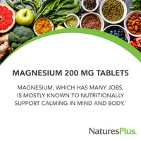 Thumbnail for NaturesPlus Magnesium - 200 mg, 90 Tablets - Vegetarian, Gluten Free - 90 Servings