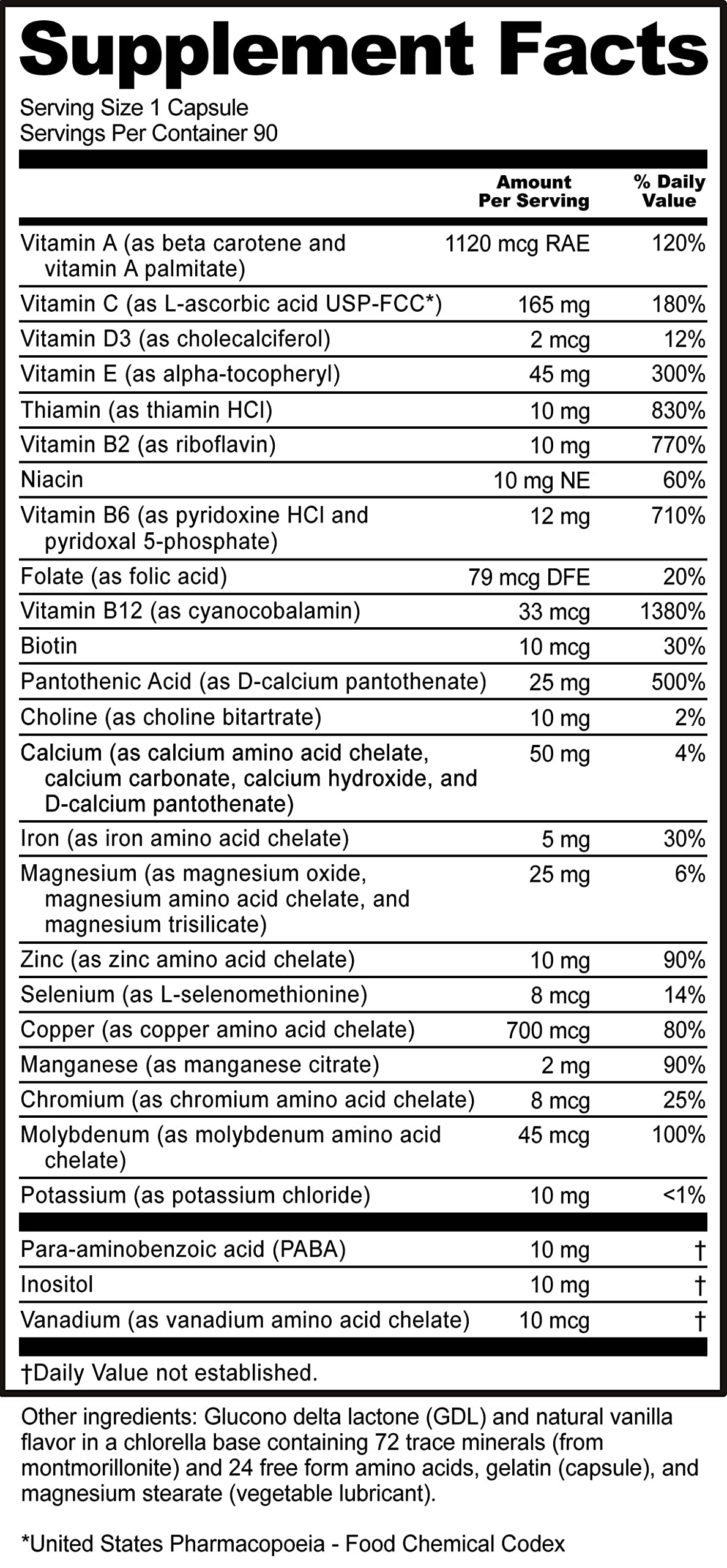 NutriBiotic– Multi Vitamins & Minerals, 90 Ct Capsules (Formerly Hypoallergenic Multiple) | 72 Pure Trace Elements in a Base of Chlorella | Pharmaceutical-Grade & Highly Absorbable | Gluten Free