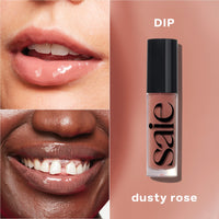 Thumbnail for Saie Glossybounce - Hydrating Lip Gloss and Tinted Lip Oil Hybrid with Hyaluronic Acid & Jojoba Oil for Non-Sticky, Ultra-Shiny, Plump & Soft Lips - Everyday Makeup Essential - Dip (.17 oz)