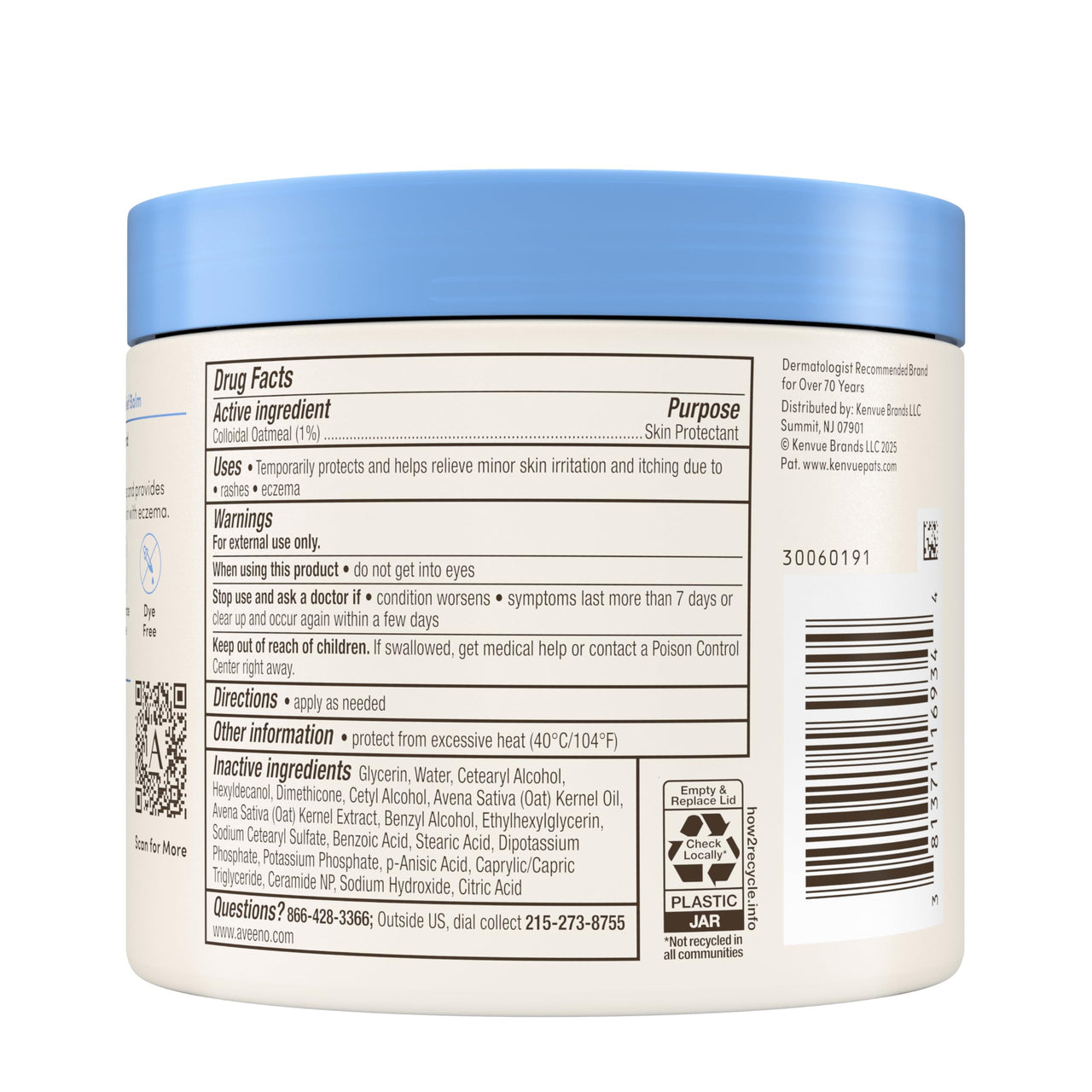 Aveeno Eczema Therapy Nighttime Itch Relief Balm, Colloidal Oatmeal Formula Instantly Soothes Itchy, Eczema-Prone Skin, Moisturizing Balm for Sensitive Skin, Steroid- & Fragrance-Free, 11 oz