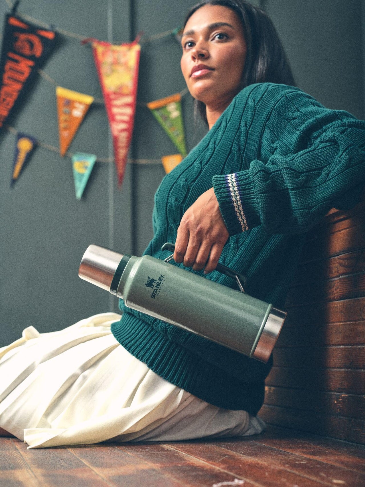 Stanley Classic Legendary Vacuum Bottle 1.5 qt | Wide Mouth with Leakproof Cup Lid | Keep Drinks Hot or Cold | Packable for Travel | Insulated Stainless Steel Thermos | BPA-Free | Dried Pine
