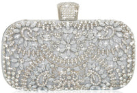 Thumbnail for Covelin Women's Rhinestone Decorated Evening Bag, Tote Shoulder Crossbody Handbag with Chain Pure Silver
