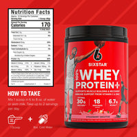 Thumbnail for Six Star Whey Protein Powder Plus - Muscle Building & Recovery Formula with Whey Isolate Powder, BCAAs, 30g Protein, Immune Support - Post-Workout Supplement - Strawberry Smoothie, 1.8 lbs