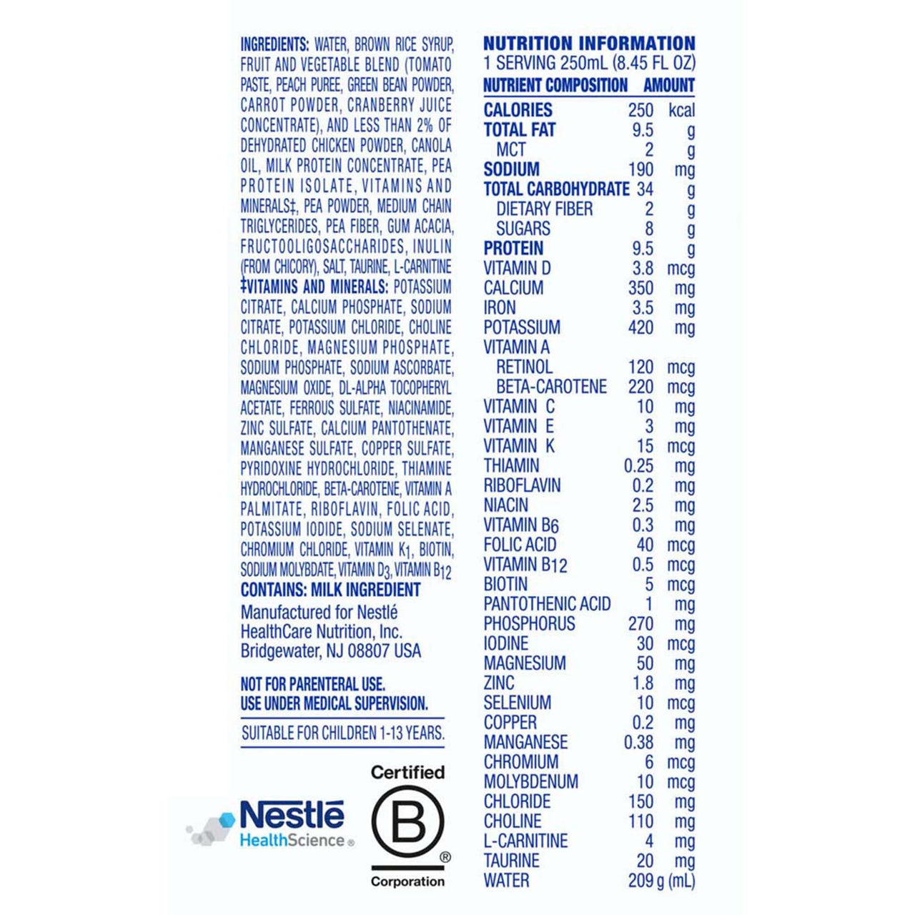 Compleat Pediatric Original Pediatric Tube Feeding Formula Unflavored 8.45 oz Carton, 6 Count