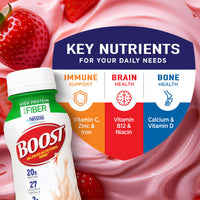 Thumbnail for BOOST High Protein with Fiber Ready to Drink Complete Nutritional Drink, Creamy Strawberry, 8 fl oz Bottle, 24 Pack