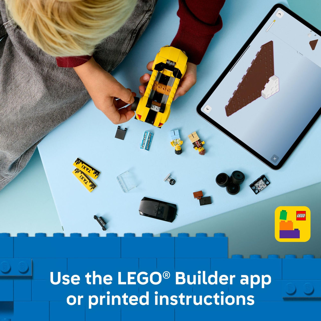 LEGO City Yellow Taxi Car Building Toy for Kids - Pretend Play Set for Boys & Girls, Ages 5+ - Toy Car W/Taxi Driver & Tourist Minifigures - Gift Idea for Birthdays - 60487
