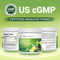 Thumbnail for Dr. Berg USDA Certified Organic Green Powder Superfood (60 Servings) - Made with Raw Wheatgrass, Chlorophyll, Trace Minerals & Natural Enzymes - Non-GMO Green Superfood Powder - Lemon Flavor
