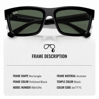 Thumbnail for Ray-Ban RB4396 Warren Bio-Based Rectangle Shape Sunglasses for Men and Women- Timeless Classic Sun Glasses with Modern Elegance - Premium UV Protection - Designer Men's and Women's Sunglasses