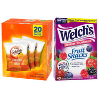Thumbnail for Goldfish and Welch’s Fruit Snacks for Back to School, 1 Box of Goldfish Cheddar Cheese Snack Packs (20 Count) and 1 Box of Welch’s Berries ‘N Cherries Fruit Snack Packs (40 Count)