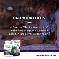 Thumbnail for Host Defense Mushrooms Lion's Mane - Supplement Capsules for Brain Health Support - Mushroom Support for Focus & Memory Function - Immune & Nervous System Supplement - 60 Capsules (30 Servings)*