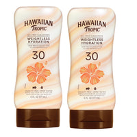 Thumbnail for Hawaiian Tropic Weightless Hydration Lotion Sunscreen SPF 30, 6oz Twin Pack | Oil Free Sunscreen, Hawaiian Tropic Sunscreen SPF 30, Oxybenzone Free Sunscreen, Body Sunscreen Pack, 6oz each