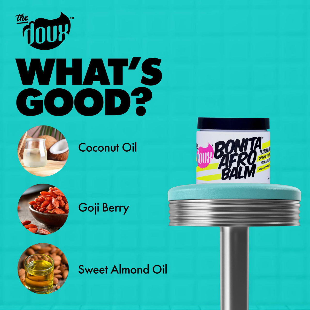 The Doux Curl Defining Cream & Pomade for Curly Hair – BONITA AFRO BALM Hair Moisturizer for Twist-Outs, Braid Styles & Flyaway Control – Curl Cream for Curly Hair & Coils