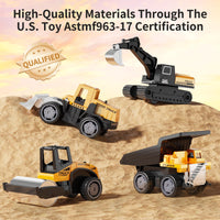 Thumbnail for HONGTUO Alloy Mini Construction Vehicles, 8Pcs Die-cast Construction Toys Set, Excavators Mixer Truck Bulldozers Forklift Dump Truck, Pull Back Car Toys for Toddlers Kids Boys & Girls