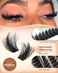 Thumbnail for Goddvenus Manga Lash Clusters With Spikes Wispy Cluster Eyelash Extensions Fluffy Anime Eyelashes Clusters Reusable Faux Mink Fairy Individual Lash Extension (D Curve 12-18mm 204 pieces)
