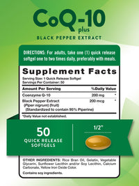 Thumbnail for Nature's Truth CoQ10 200mg Softgels | 50 Count | Enhanced Absorption Supplement | Plus Black Pepper Extract | Non-GMO, Gluten Free