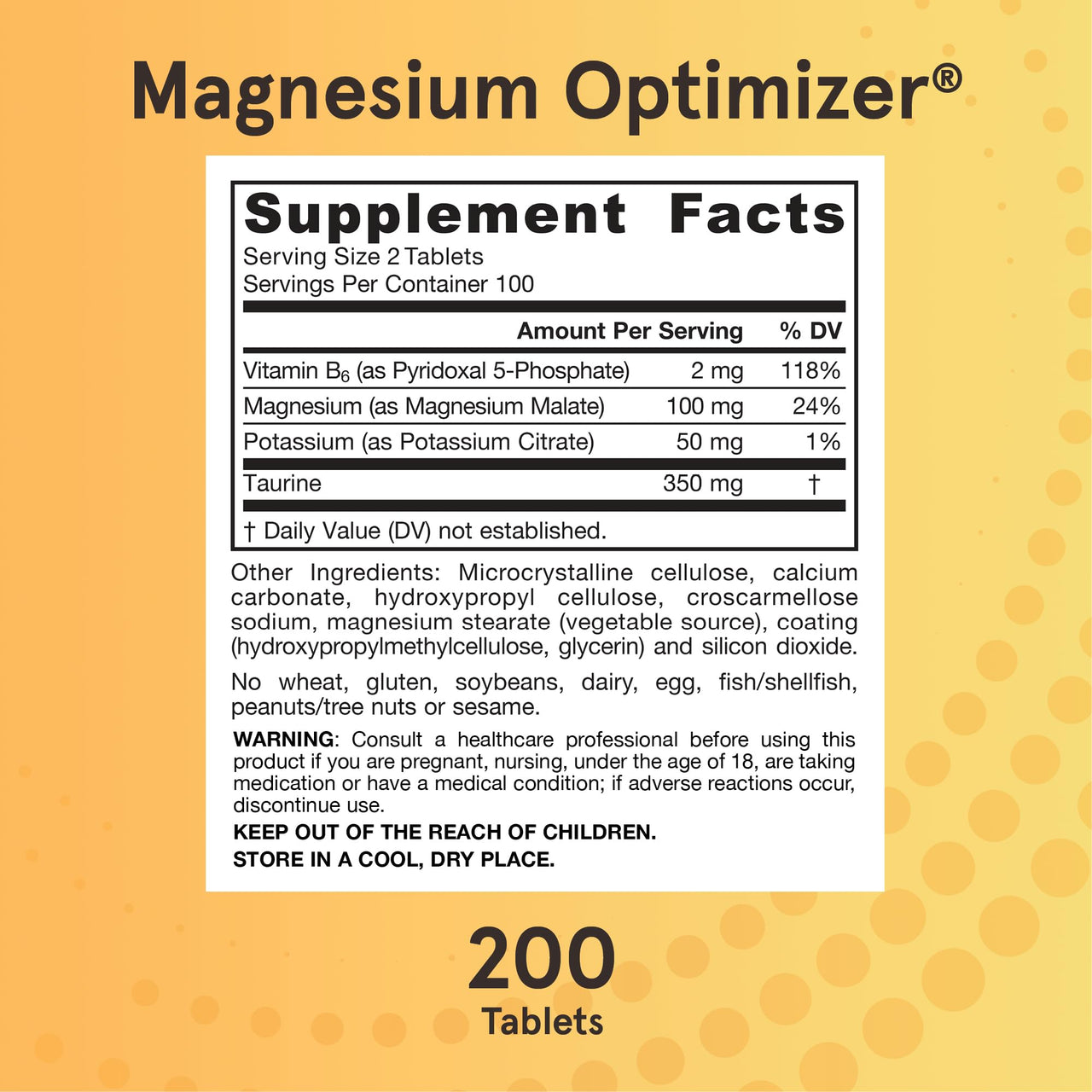 Jarrow Formulas Magnesium Optimizer - 200 Tablets - Supports Bone Health & Muscle Function - Exercise & Endurance Benefits - Includes Taurine, P5P & Vitamin B6 - 100 Servings