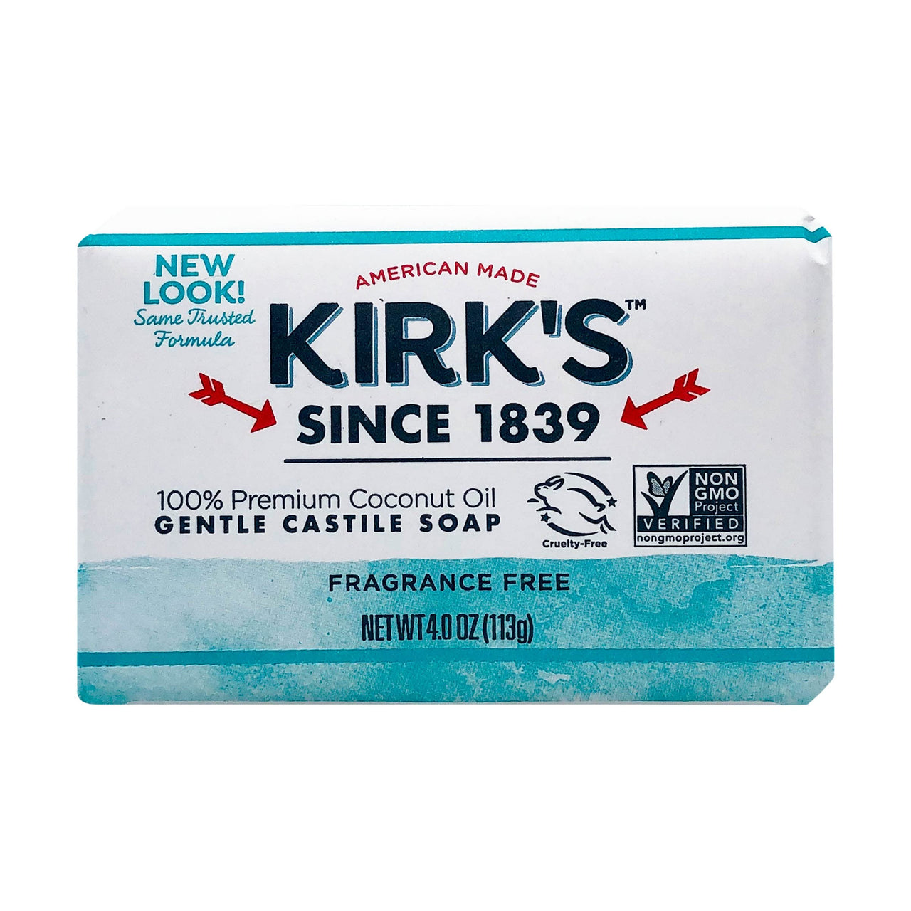 Kirk's Natural Original Coco Castile Soap Fragrance Free, 4 Ounce (Packaging may Vary)