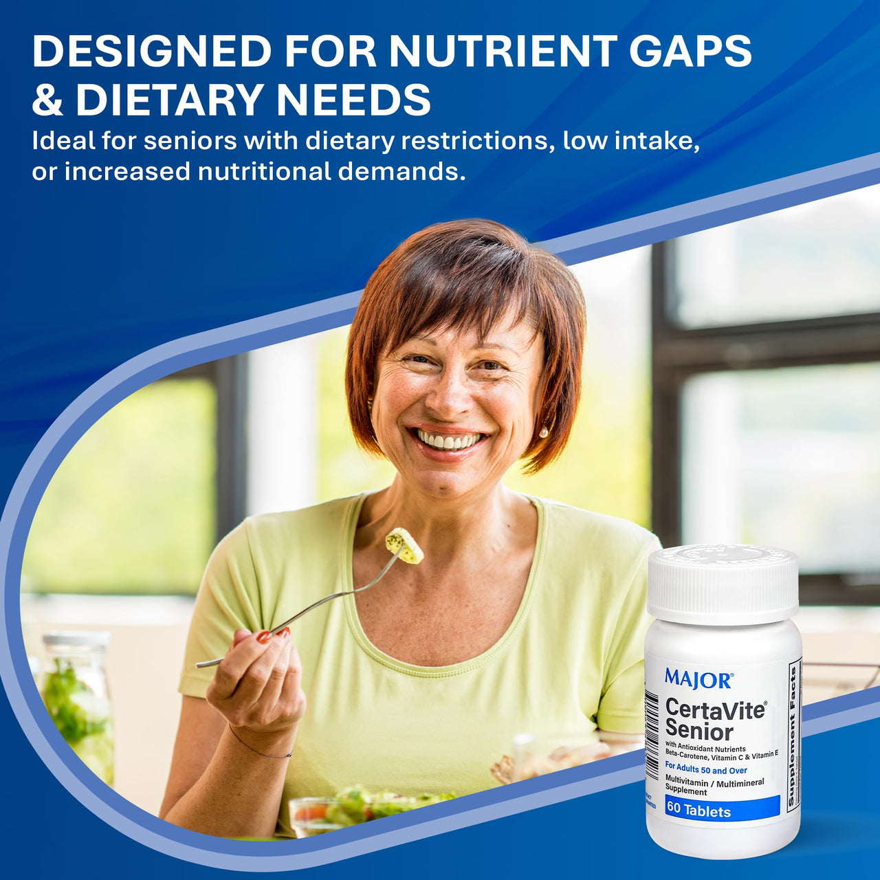MAJOR CertaVite Senior Multivitamin with Antioxidants – Multivitamin for Women and Men with Beta-Carotene, Iron, Vitamin C & E – Supports Immunity, Energy & Vision – 60 Tablets
