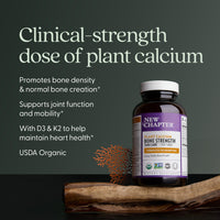 Thumbnail for New Chapter Calcium Supplement - Bone Strength Tiny Tabs Plant-Based USDA Organic Calcium with Magnesium, Vitamin D3+K2, for Bone Health & Joint Mobility, Heart Support, 905 mg dose - 120 Tiny Tabs