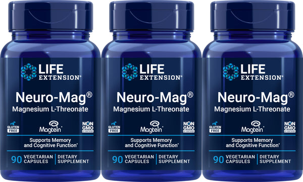 Life Extension Neuro-mag Magnesium L-threonate, 90 Count (Pack of 3)