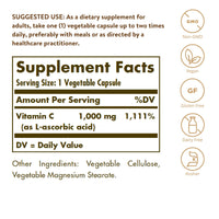 Thumbnail for Solgar Vitamin C 1000 mg, 250 Vegetable Capsules - Antioxidant & Immune Support - Overall Health - Healthy Skin & Joints - Bioflavonoids Supplement - Non GMO, Vegan, Gluten No, Kosher - 250 Servings