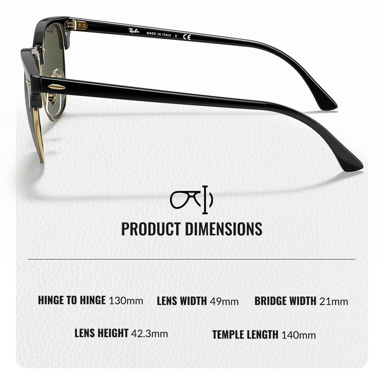 Ray-Ban RB3016 Clubmaster Classic Square Shape Sunglasses With Eyewear Kit Bundle - High Bridge Fit - Ideal Formal and Casual Wear Square Sunglasses