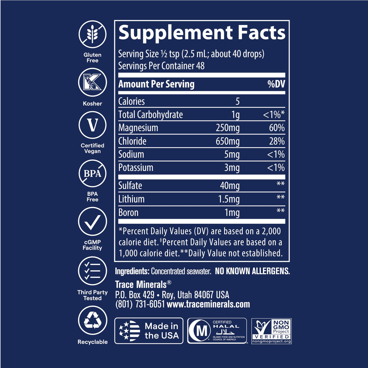 Trace Minerals ConcenTrace Trace Mineral Drops | Supports Energy, Digestion, Bone Health & Hydration, 70+ Ionic w/Magnesium, Chloride & Potassium | Keto, Vegan & Non-GMO | 48 Servings