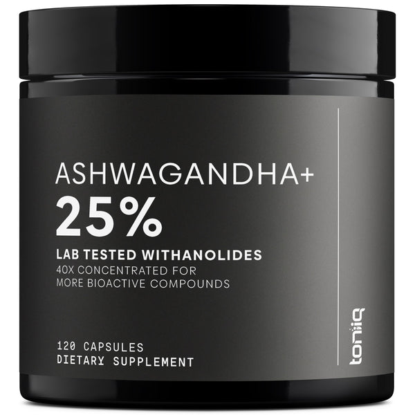 Toniiq Ashwagandha – 40:1 Concentrated Extract – 25% Withanolides – Wild Harvested in India – Highly Bioavailable with Black Pepper – Third-Party Tested – 120 Capsules - 1,300mg per Serving