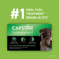 Thumbnail for Capstar for Dogs (nitenpyram), Fast-Acting Oral Flea Treatment for Dogs Over 25+ lbs, Vet-Recommended Flea Medication Tablets Start Killing in 30 Minutes, 6 Doses