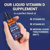 Thumbnail for Dr. Berg Maximum Strength Vitamin D3 K2 Liquid Drops with MCT Oil – 5,000 IU Liquid Vitamin D3 with K2 – Supports Strong Bones, Heart, Energy, Immunity, and Overall Vitality* - Unflavored 1 Fl Oz