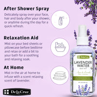 Thumbnail for De La Cruz Lavender Water Body Mist - Lavender Spray body mist With Pure Lavender Essential Oil 8 fl oz (236 mL)