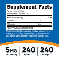 Thumbnail for Nutricost Melatonin 5mg, 240 Tablets - 5mg Per Serving, Non-GMO, Gluten Free