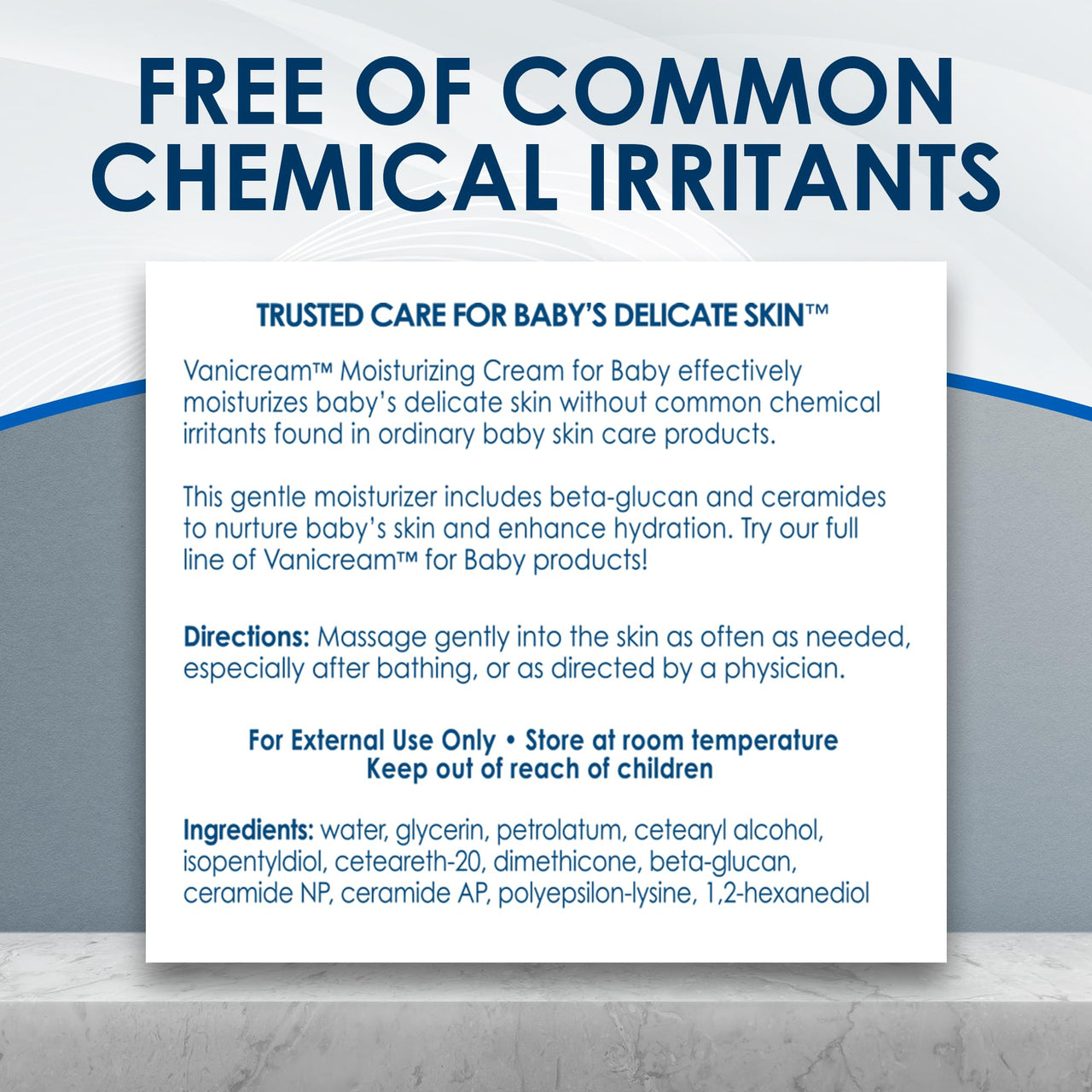 Vanicream Moisturizing Cream for Baby, 6 Oz, Gentle, Hydrating Baby Lotion with Beta-Glucan & Ceramides, Formulated without Common Irritants for Sensitive Skin, All Ages