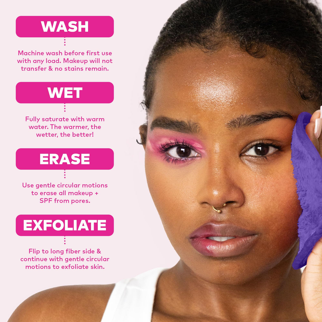 The Original MakeUp Eraser PRO, Effortlessly Remove All Makeup Using Only Water, Including Waterproof Mascara, Eyeliner, Foundation, Lipstick, Sunscreen,and More! Queen Purple, 1 ct.