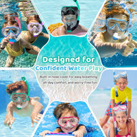 Thumbnail for Vvinca Snorkel Set for Kids 3-14, Dry Top Snorkeling Gear for Boys Girls Youth, Panoramic View Swim Goggles with Nose Cover & Anti-Fog Lens, Junior Scuba Diving Mask with Adjustable Soft Fabric Strap