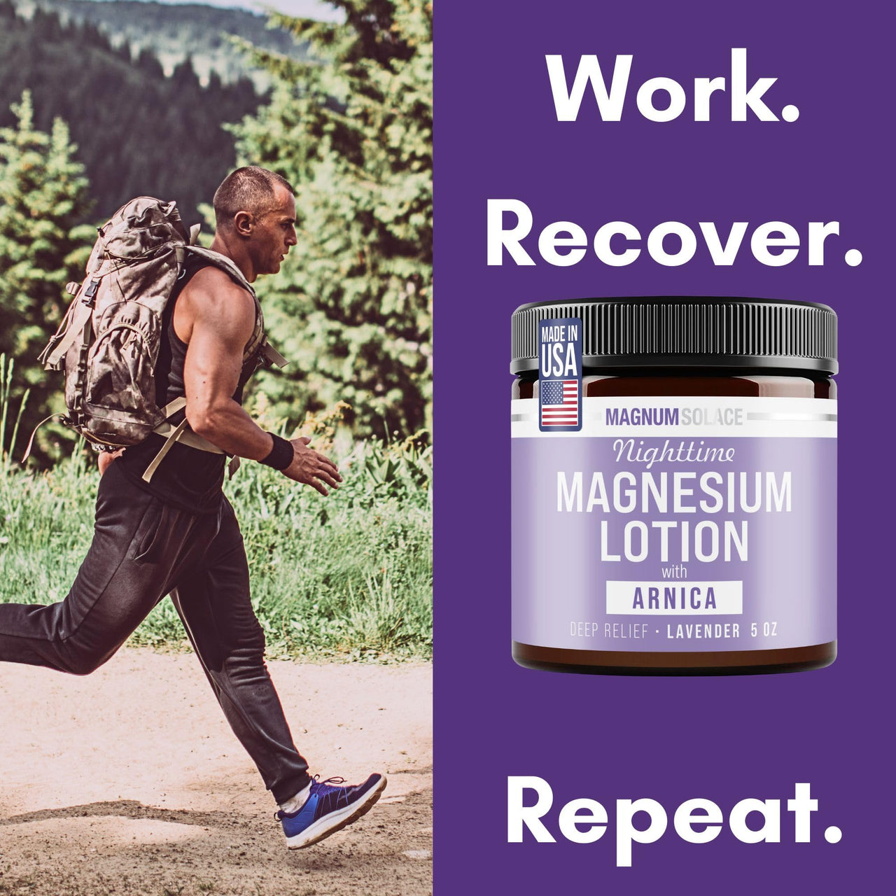 Magnum Solace Nighttime Magnesium Lotion with Arnica – Soothing Relief & Relaxation, Highly Concentrated Magnesium for Muscles & Joints – Apply to Legs or Feet Before Bed – Skin-Friendly