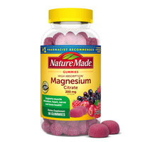 Thumbnail for Nature Made High Absorption Magnesium Citrate 200 mg per serving, Magnesium Supplement for Muscle, Nerve, Bone and Heart Support, 90 Magnesium Gummies, 45 Day Supply