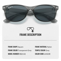 Thumbnail for Ray-Ban RB2132 NEW WAYFARER CLASSIC POLARIZED Square Shaped Sunglasses for Men & Women – Includes Official Rayban Eyewear Kit – Ideal Formal & Casual Wear Sunglasses – Dark Blue Lens