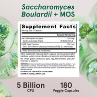 Thumbnail for Jarrow Formulas Saccharomyces Boulardii + MOS Probiotics for Digestive Health and Intestinal Tract Support - 5 Billion CFU Per Serving - 180 Delayed Release Caps - Probiotic + Prebiotic - 180 Servings