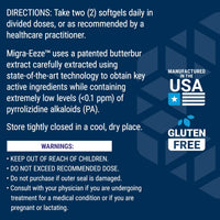 Thumbnail for Life Extension Migra-Eeze - Butterbur Root Extract with Vitamin B2 (Riboflavin) & Ginger Supplement - Formula to Ease Head Discomfort - Gluten-Free — 60 Softgels