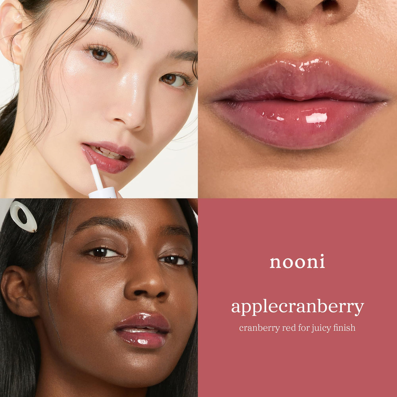 NOONI Korean Lip Oil - Applecranberry | Long-Lasting, Moisturizing, Plumping, Revitalizing for Dry Lips, Waterproof, No Peel Off, Hydrating, Stocking Stuffers, Gifts For Teen Girls, 0.12 FL Oz