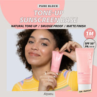 Thumbnail for A'PIEU Pure Block Tone Up Sunscreen Base SPF5 50ml | Tone-Up Reef Safe Korean Sunscreen for Makeup Base