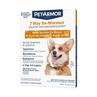 Thumbnail for PetArmor 7 Way De-Wormer for Dogs, Oral Treatment of Tapeworm, Roundworm & Hookworm, Dewormer for Puppies & Small Dogs (6-25 lbs), Worm Remover (Praziquantel & Pyrantel Pamoate), 2 Flavored Chewables