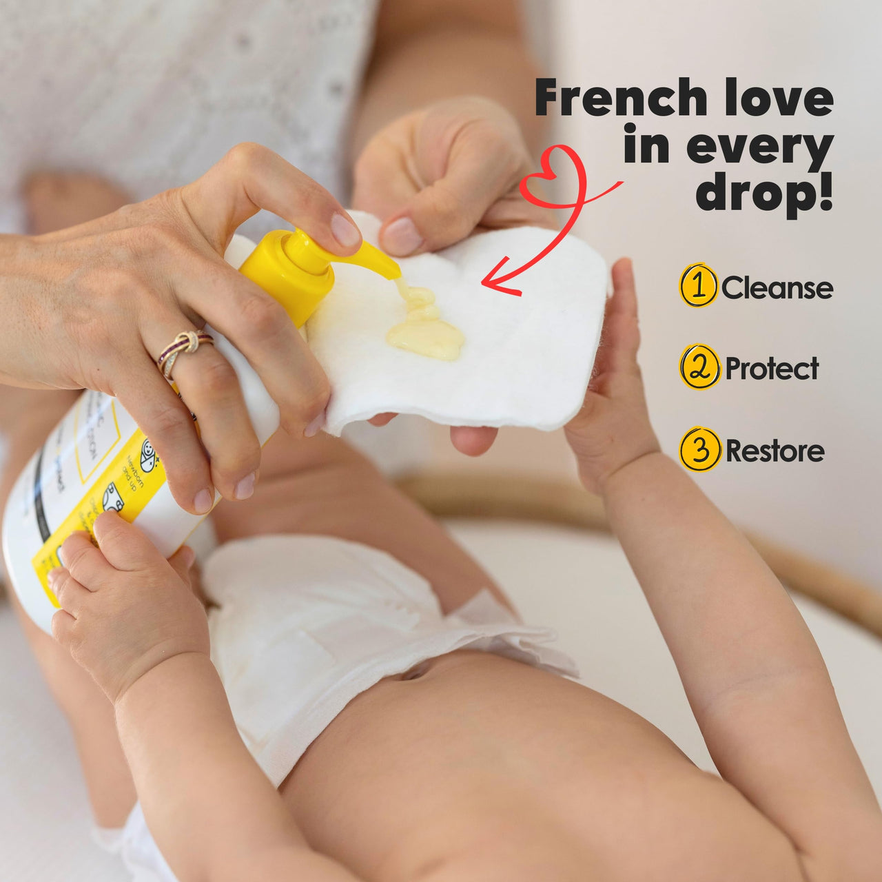 La Petite Creme French Premium Diapering Lotion - Diaper Cream Alternative to Baby Wipes - Moisturizer & Skin Cleanser - USDA Certified Organic Ingredients - Baby Essentials (2 Bottles of 20 oz)