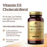 Thumbnail for Solgar Vitamin D3 (Cholecalciferol) 25 MCG (1000 IU), 250 Softgels - Helps Maintain Healthy Bones & Teeth - Immune System Support - Non-GMO, Gluten-Free, Dairy Free - 250 Servings