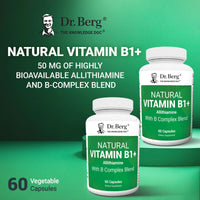 Thumbnail for Dr. Berg Natural Vitamin B1 B6 B12 Complex - Allithiamine Vitamin B1 Supplement with 8 Essential Vitamin B Complex for Men & Women Including Thiamin, Niacin, Folate, Magnesium & More - 60 Capsules