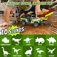Thumbnail for EKU Dinosaur Toys Truck with 10 Sounds, Transport Trailer, Capture Clamp and Net, 15ft Launch, Cage, T Rex, Human, Christmas Birthday Gifts for Jurassic World Adventure Dino Rescue Kids 3+
