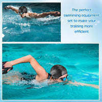 Thumbnail for Foilswirl 8 Pcs Swimming Equipment Kit Anti Fog Swim Goggles Paddle Hand Cap Nose Cover Training Hand Paddles with Adjustable Straps for Lap Men Women(Black)