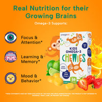 Thumbnail for OmegaVia Omega 3 Chewies, Daily DHA Chewable Vitamins for Kids, Omega 3 for Ages 3-12 to Support Brain & Eye Health, Sugar-Free Natural Fruit Flavor, Omega 3 Fish Oil, 30 Individual Packets